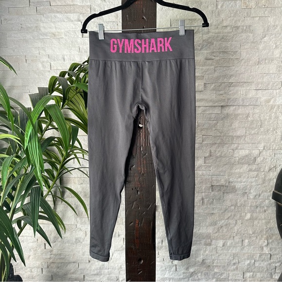 Gymshark Pants - GYMSHARK Charcoal Grey and Pink Seamless Midrise Leggings Size Small